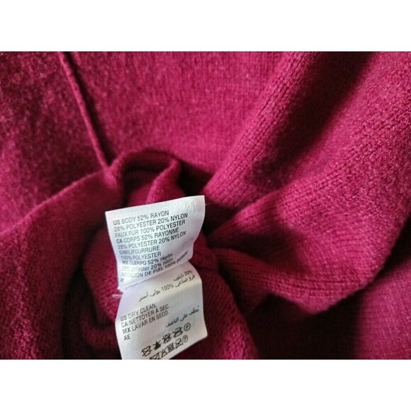 Alfani Poncho Pullover Sweater Mock Neck Faux Fur Cuff Burgundy XL - Picture 6 of 8